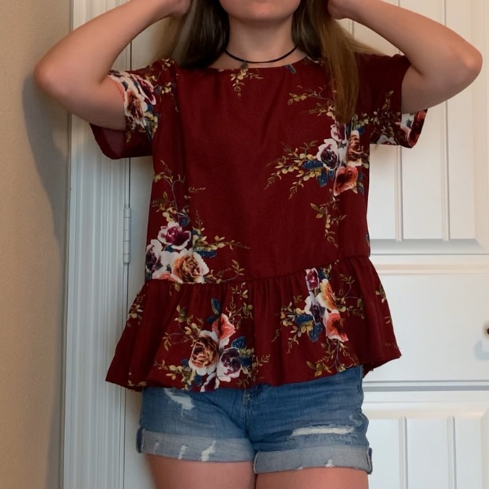 Beautiful Floral Peplum Blouse